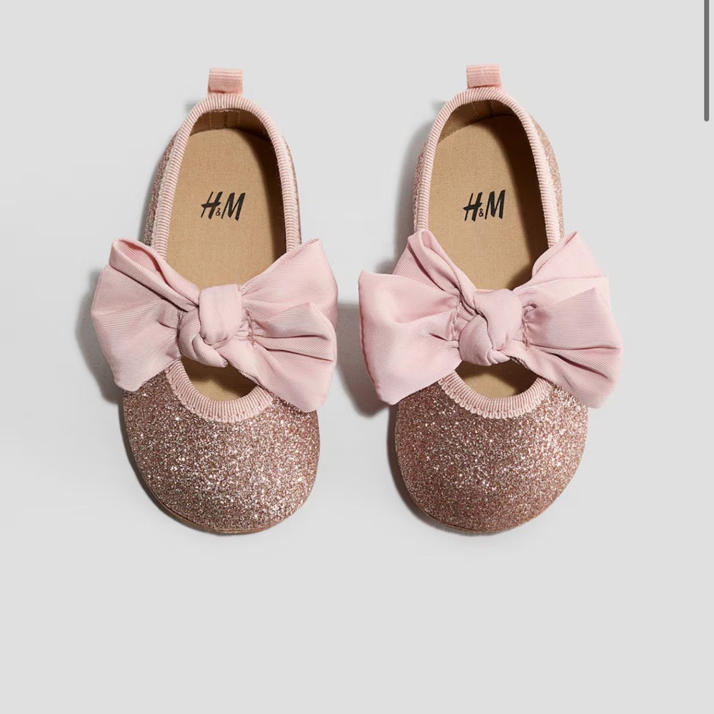 H&M Pink Bow Glitter Kids Shoes